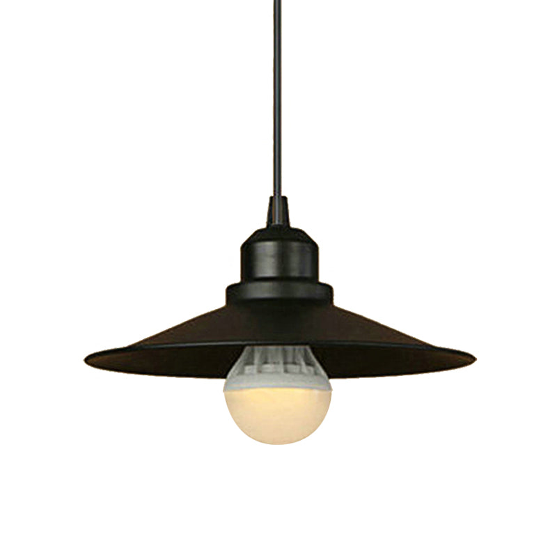 Black Industrial Flared Ceiling Pendant Light - Metal Hanging Lamp for Dining Table