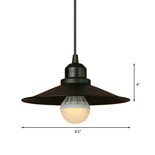 Black Industrial Flared Ceiling Pendant Light - Metal Hanging Lamp for Dining Table