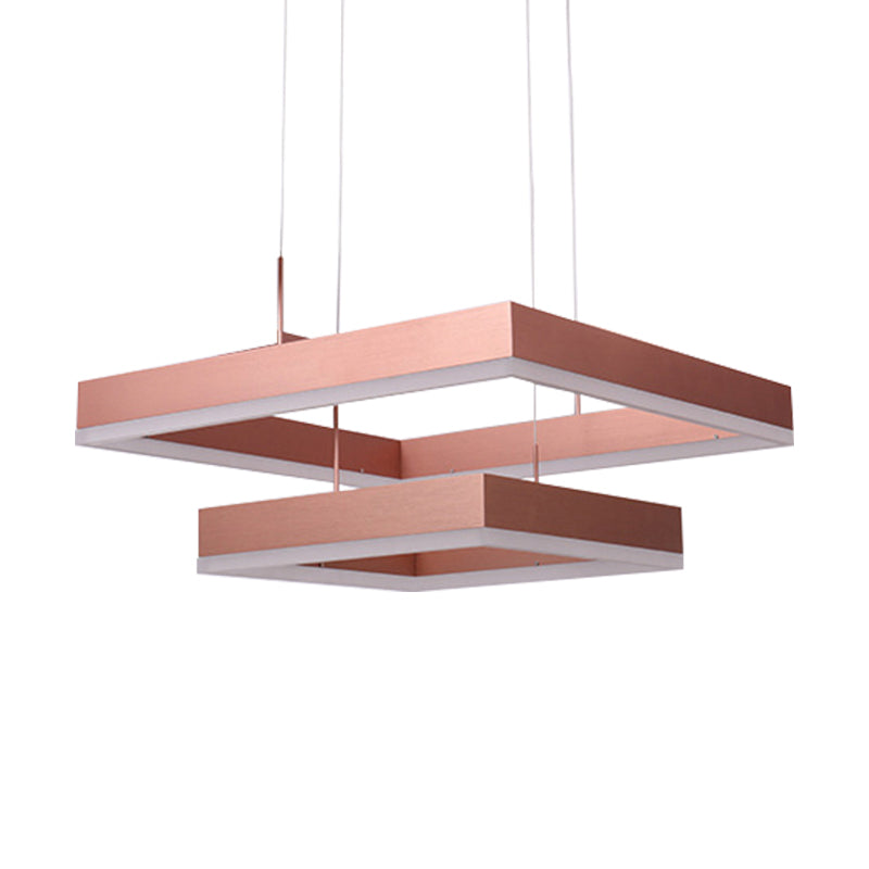 Rose Gold Bedroom Chandelier With Acrylic Shade - 1/2/3-Light Pendant In Warm/White/Natural Light