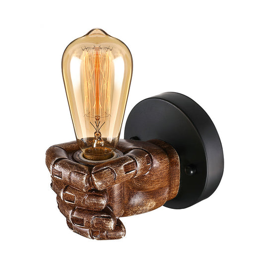 Wood Industrial Style Wall Sconce Light Fixture (1 Head) For Living Room With Right/Left Hand Shade