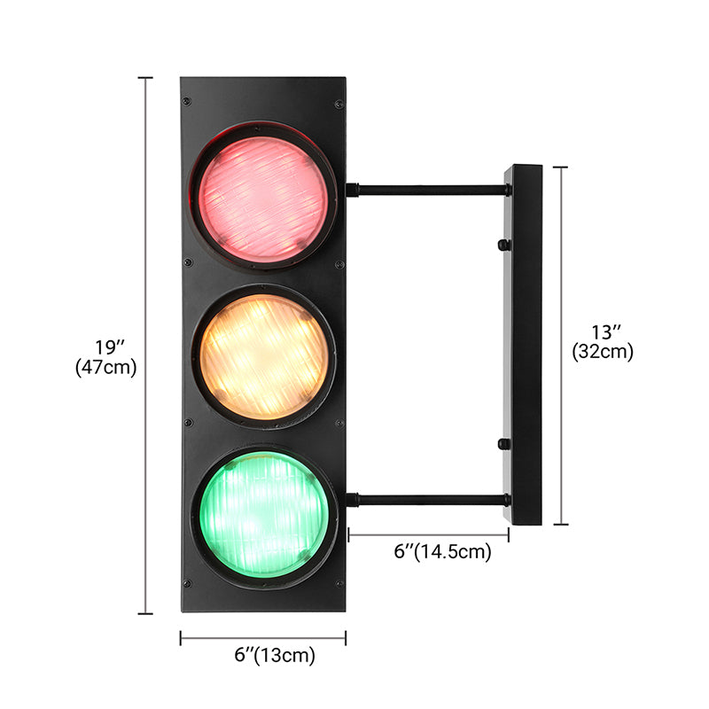 Industrial Led Wall Lighting - Creative Traffic Light Mount With 3 Black Lights Perfect For Bars