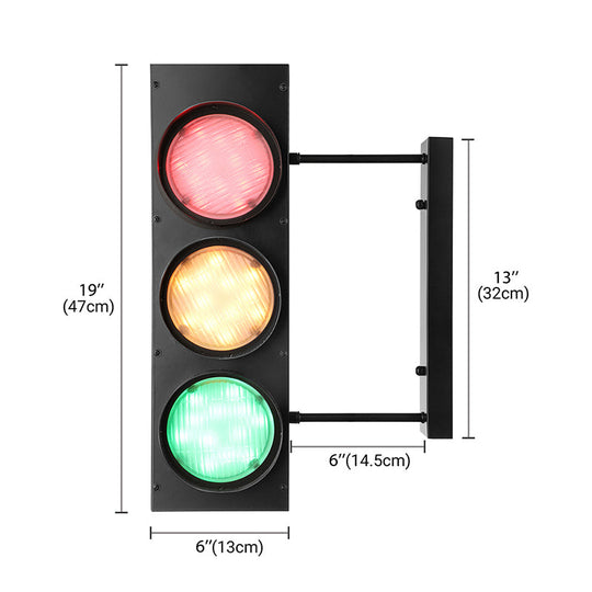 Industrial Led Wall Lighting - Creative Traffic Light Mount With 3 Black Lights Perfect For Bars