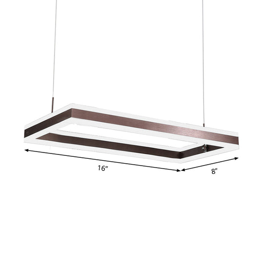 Contemporary Brown Rectangular Led Chandelier - Warm/White Light 1/2/3-Light Acrylic Pendant