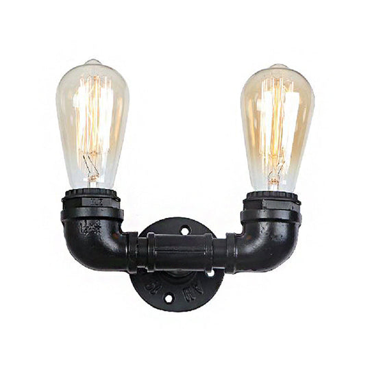 Vintage Industrial Metal Wall Mount Sconce With Dual Heads - Black/Antique Brass Finish For Living