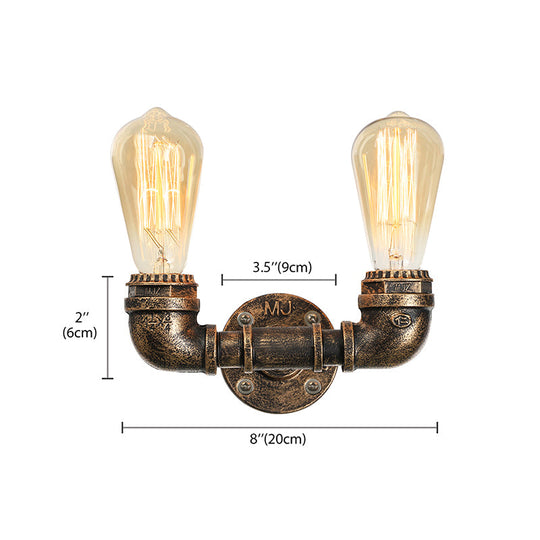 Vintage Industrial Metal Wall Mount Sconce With Dual Heads - Black/Antique Brass Finish For Living