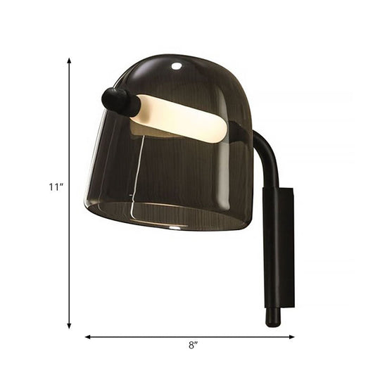 Modernist Led Dome Living Room Sconce Wall Lamp In White/Black Glass