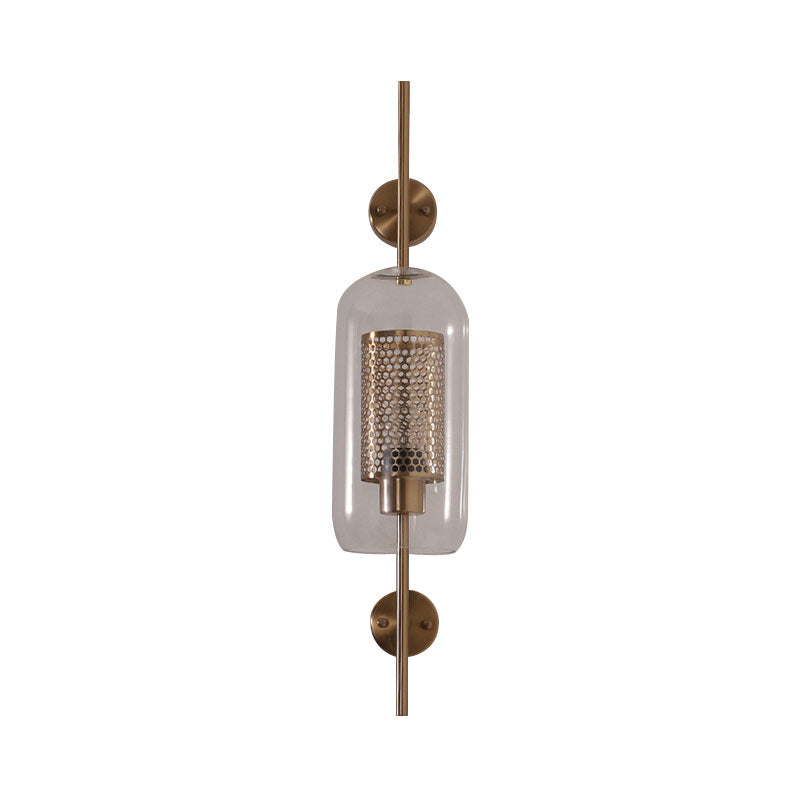 Cylindrical Wall Sconce: Silver/Gold Industrial Light Fixture 1-Light Smoke Glass 5/6 Wide