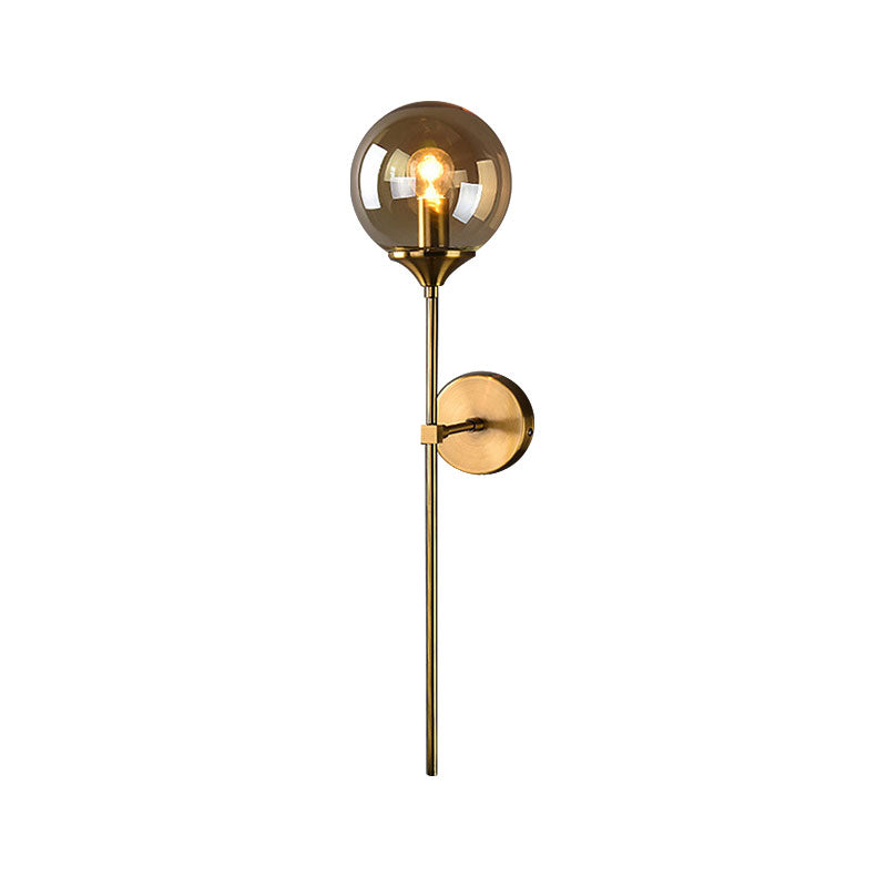 Modernist Glass Round Sconce Lamp: 1-Light Wall Mounted Light In Gold For Living Room