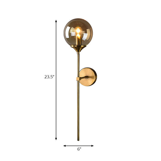 Modernist Glass Round Sconce Lamp: 1-Light Wall Mounted Light In Gold For Living Room