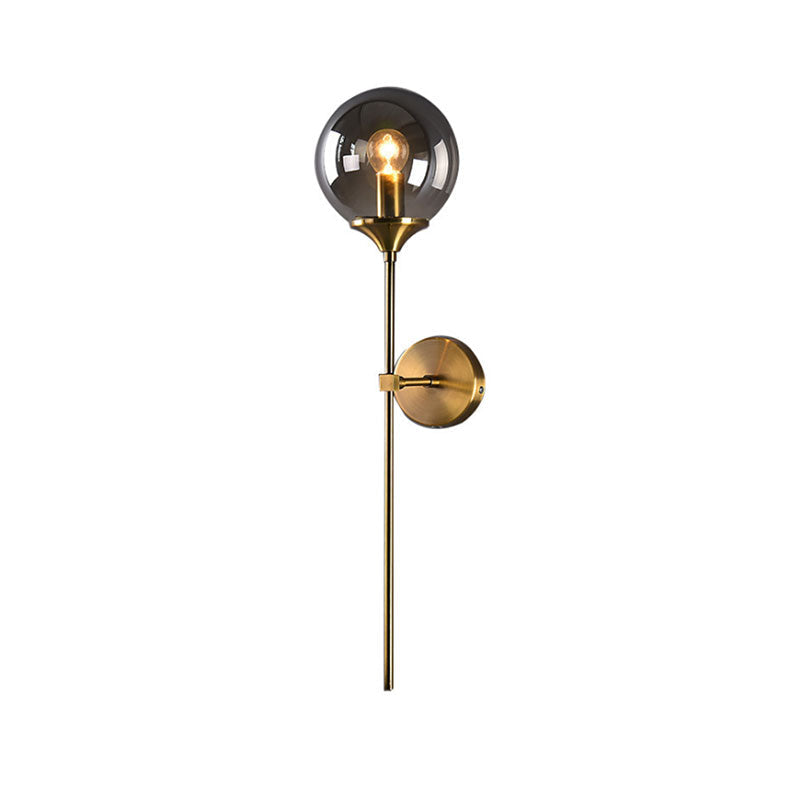 Modernist Glass Round Sconce Lamp: 1-Light Wall Mounted Light In Gold For Living Room