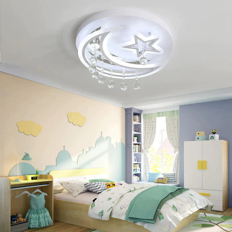 New Creative Bedroom Lamp Star Moon Led Ceiling Lamp