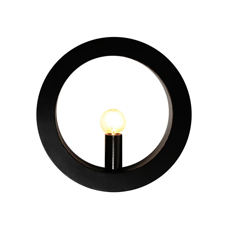 Modern Black/White Circle Wall Light - Simple Metallic 1 Lamp For Bedroom And Hallway