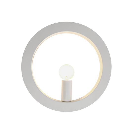 Modern Black/White Circle Wall Light - Simple Metallic 1 Lamp For Bedroom And Hallway