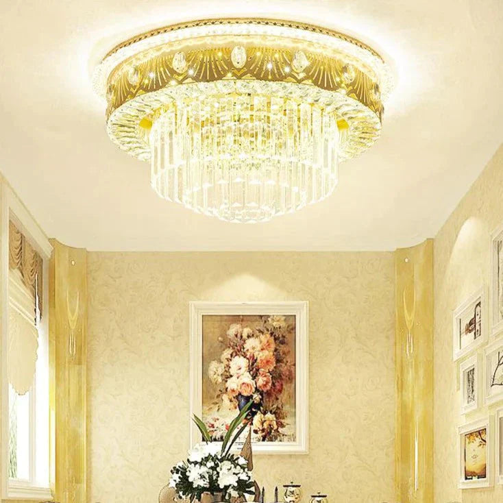 Romantic Round Crystal Master Bedroom Living Room Ceiling Lamp