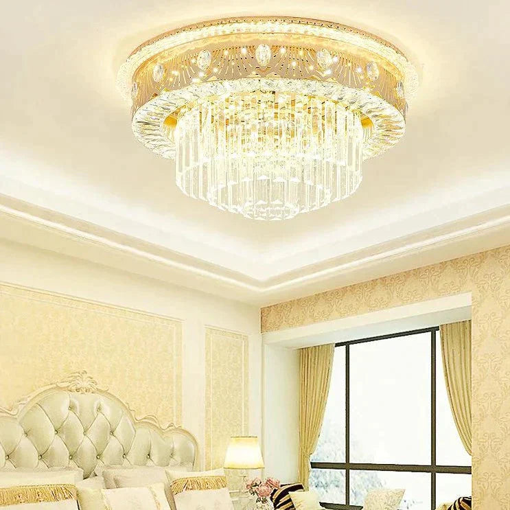 Romantic Round Crystal Master Bedroom Living Room Ceiling Lamp