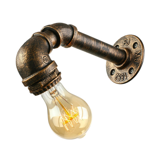 Industrial Wrought Iron Sconce With Water Pipe And Bronze Finish