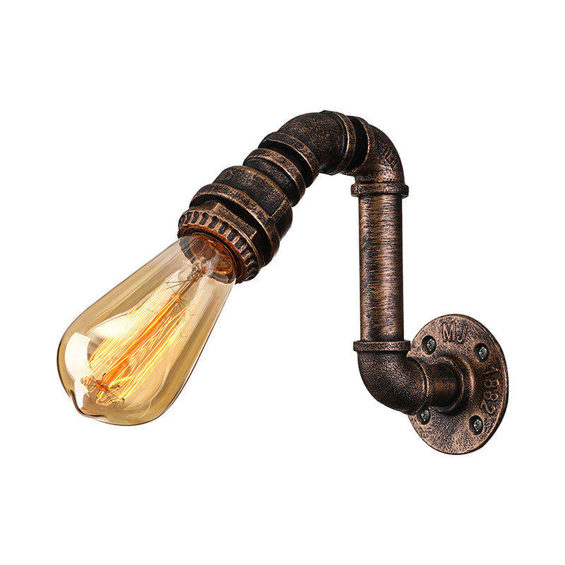 Industrial Wrought Iron Sconce With Water Pipe And Bronze Finish