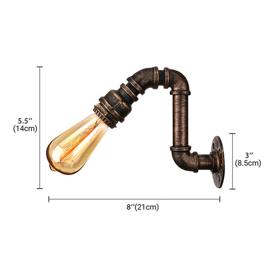 Industrial Wrought Iron Sconce With Water Pipe And Bronze Finish