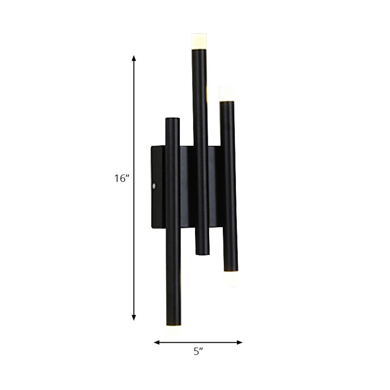 Modern Black Metal Wall Lamp - 2/4 Lights Simple Linear Design For Hallway