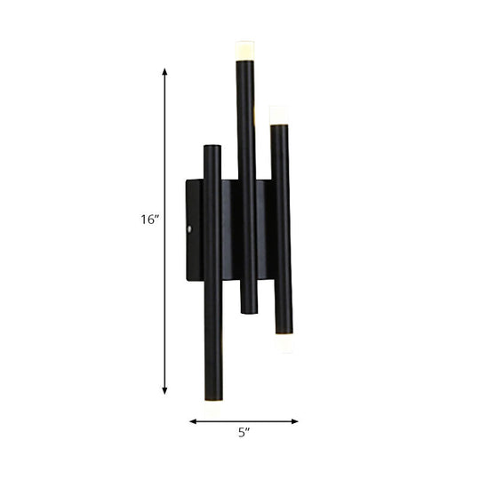 Modern Black Metal Wall Lamp - 2/4 Lights Simple Linear Design For Hallway