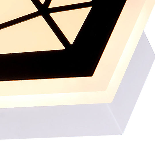 Contemporary Led Acrylic Diamond Bedside Wall Lamp In Warm/White Light - Black/White Sconce Fixture