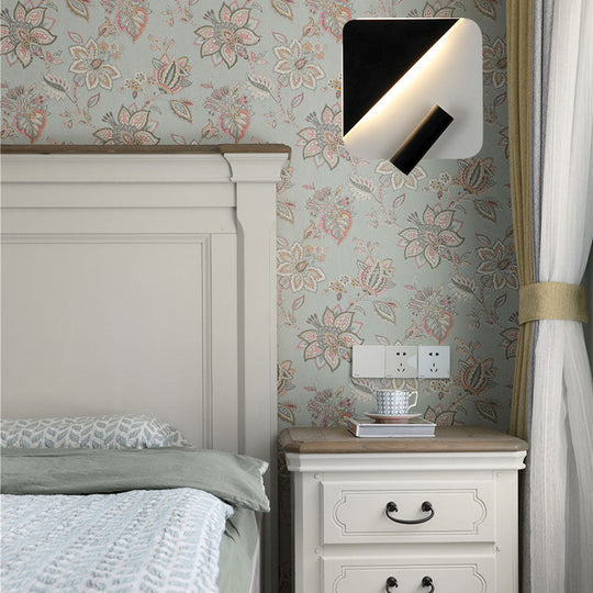 Contemporary Led Wall Lamp For Bedroom And Study With Black/White Metal Spotlight