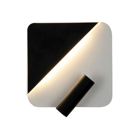 Contemporary Led Wall Lamp For Bedroom And Study With Black/White Metal Spotlight