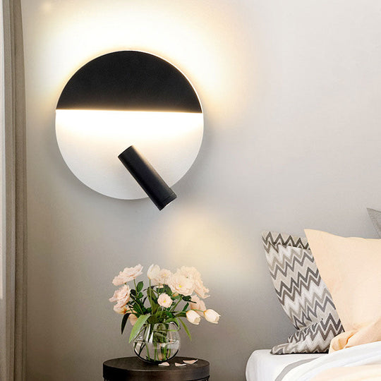 Modern Round Wall Lamp - Black/White With Led Spotlight