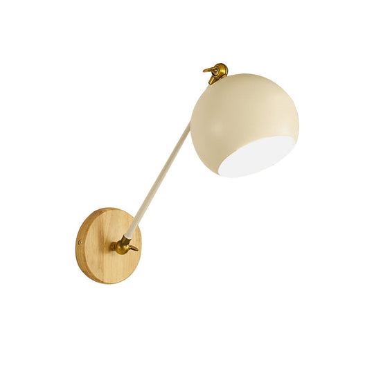 Nordic Metallic Wall Lamp With Adjustable Spherical Shade For Boutique - 1-Bulb Light