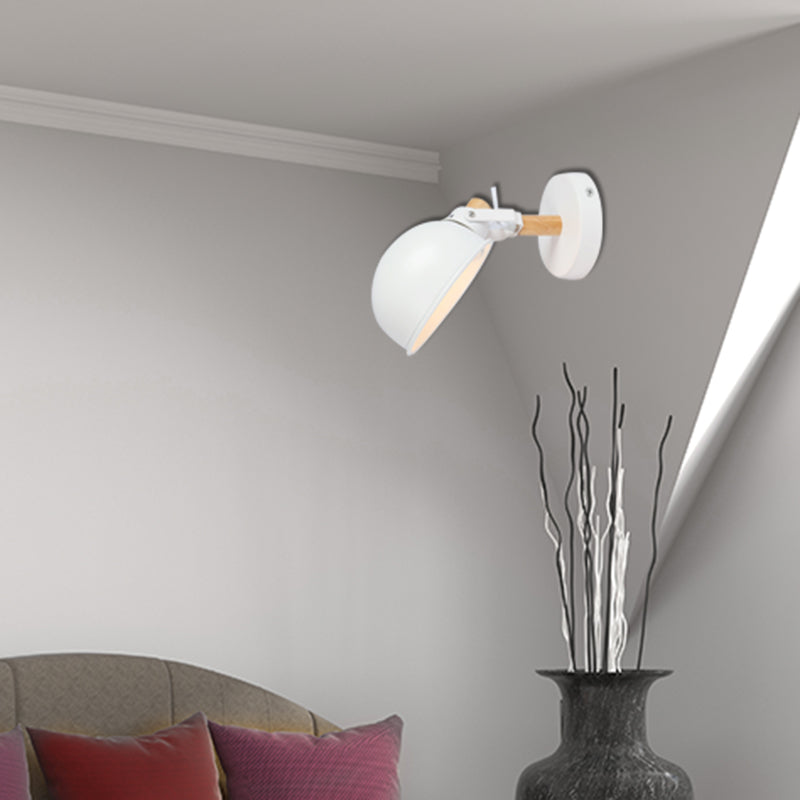 White Domed Wall Light: Angle Adjustable Metal Nordic Style Lamp - Ideal For Office Showrooms