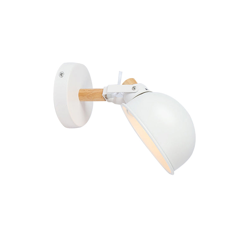 White Domed Wall Light: Angle Adjustable Metal Nordic Style Lamp - Ideal For Office Showrooms