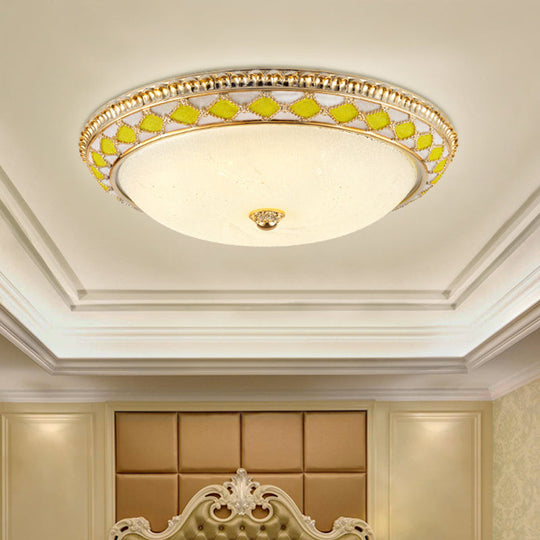 Farmhouse LED Flush Mount Ceiling Light in Gold with Frosted Glass, Available in Multiple Sizes