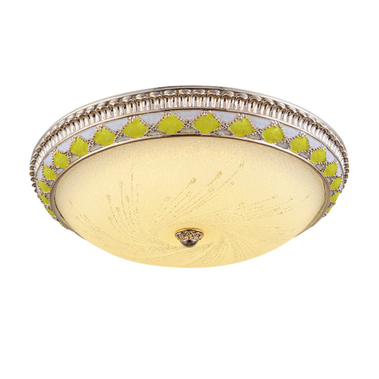 Farmhouse LED Flush Mount Ceiling Light in Gold with Frosted Glass, Available in Multiple Sizes