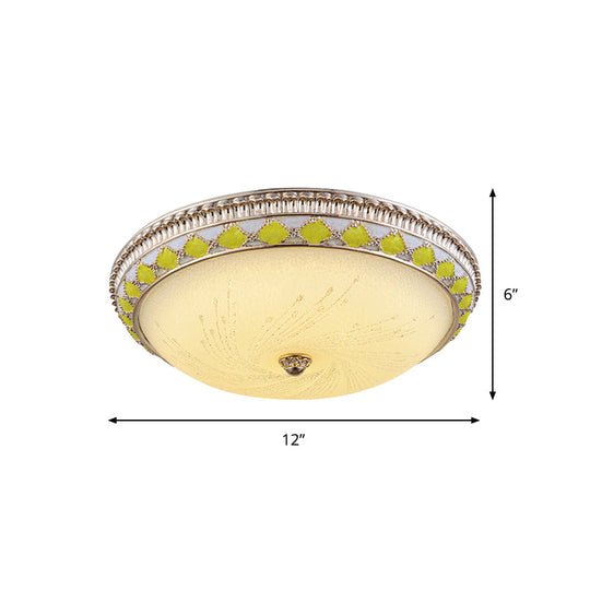 Farmhouse LED Flush Mount Ceiling Light in Gold with Frosted Glass, Available in Multiple Sizes