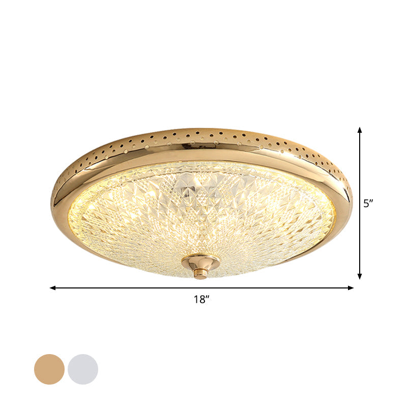 Vintage Amber Prismatic Glass Led Flush Ceiling Light Fixture Gold/Chrome Finish 14/18 Width