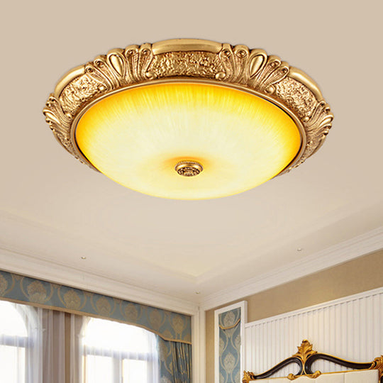 12"/16"/19.5" LED Flush Mount Ceiling Light in Gold with Amber Glass