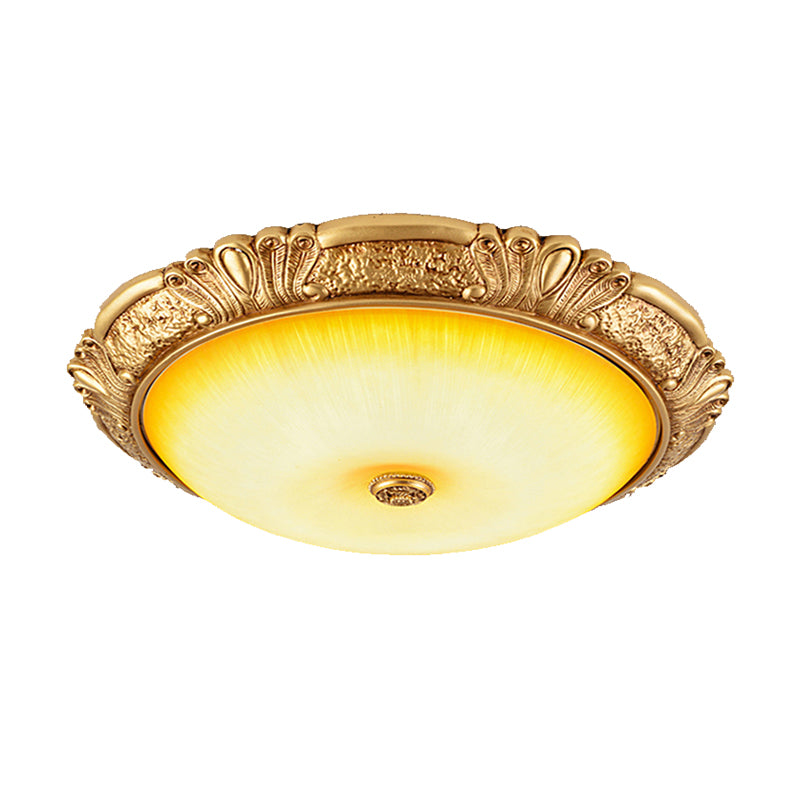 12"/16"/19.5" LED Flush Mount Ceiling Light in Gold with Amber Glass