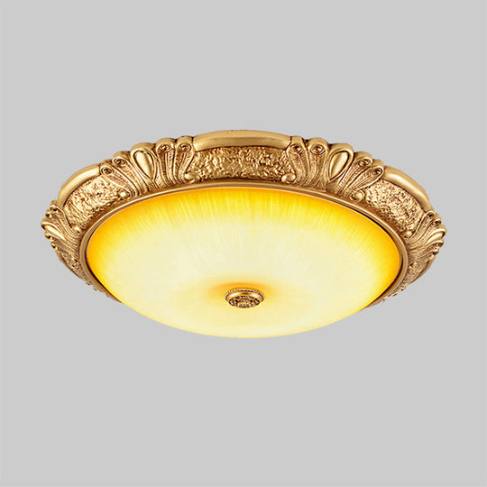 12"/16"/19.5" LED Flush Mount Ceiling Light in Gold with Amber Glass