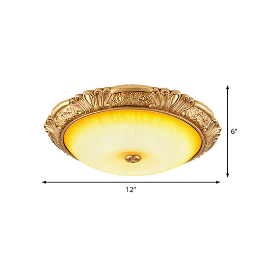 12"/16"/19.5" LED Flush Mount Ceiling Light in Gold with Amber Glass