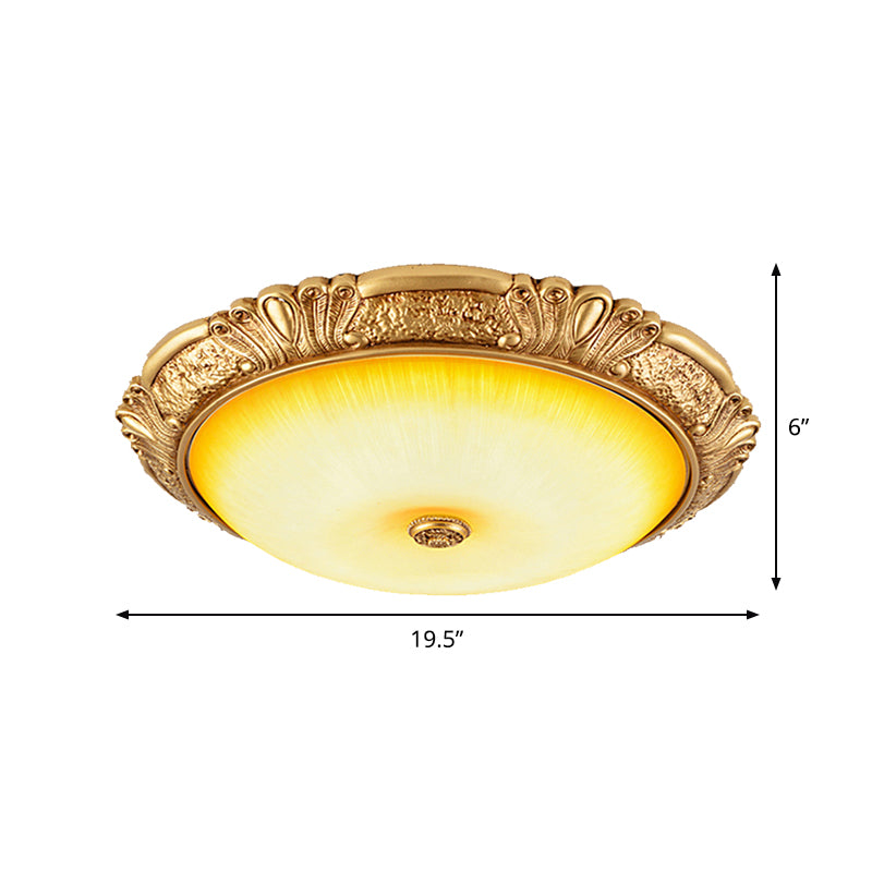 12"/16"/19.5" LED Flush Mount Ceiling Light in Gold with Amber Glass