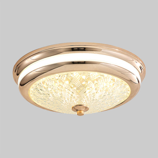 Retro Style Ceiling Lamp In Black/Gold With Lattice Glass And Led Flush Mount - 16/19.5 W