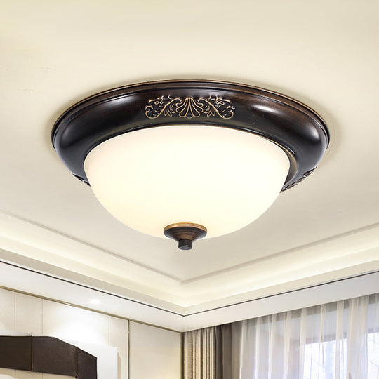 Led Countryside Flush Mount Black Opal Glass Ceiling Fixture Various Sizes Available / 12