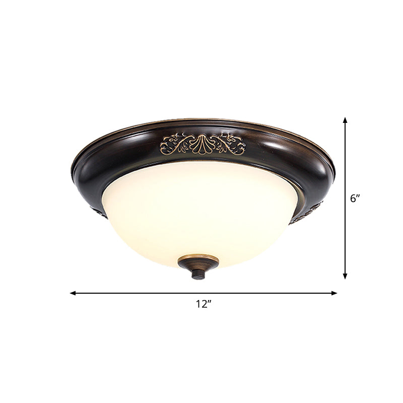 Led Countryside Flush Mount Black Opal Glass Ceiling Fixture Various Sizes Available