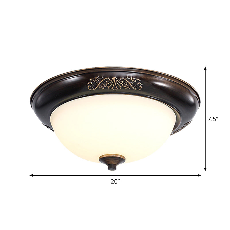 Led Countryside Flush Mount Black Opal Glass Ceiling Fixture Various Sizes Available