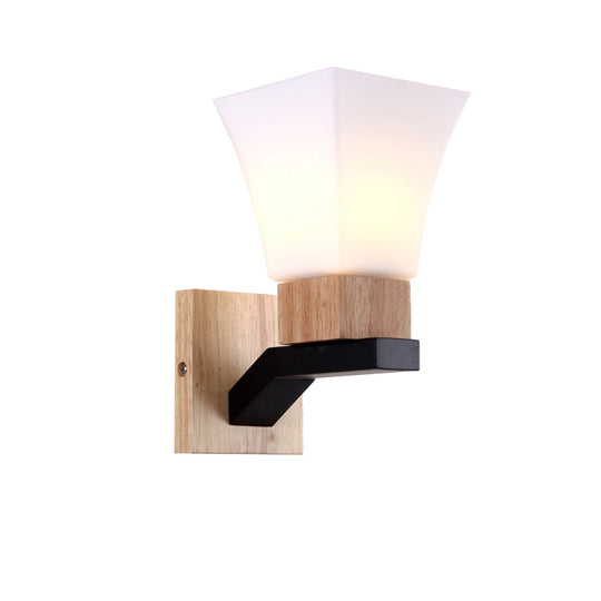 Modern White Inverted Bell Wall Sconce - Frosted Glass One Head Lamp For Bedroom And Dining Room