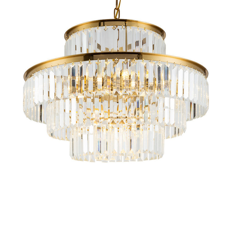 Clear Crystal Rod Chandelier - Postmodern 23.5"/31.5" Wide - 9-Light Pendant Light for Dining Room