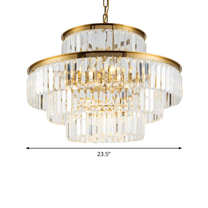 Clear Crystal Rod Chandelier - Postmodern 23.5"/31.5" Wide - 9-Light Pendant Light for Dining Room