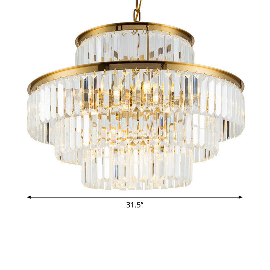 Clear Crystal Rod Chandelier - Postmodern 23.5"/31.5" Wide - 9-Light Pendant Light for Dining Room