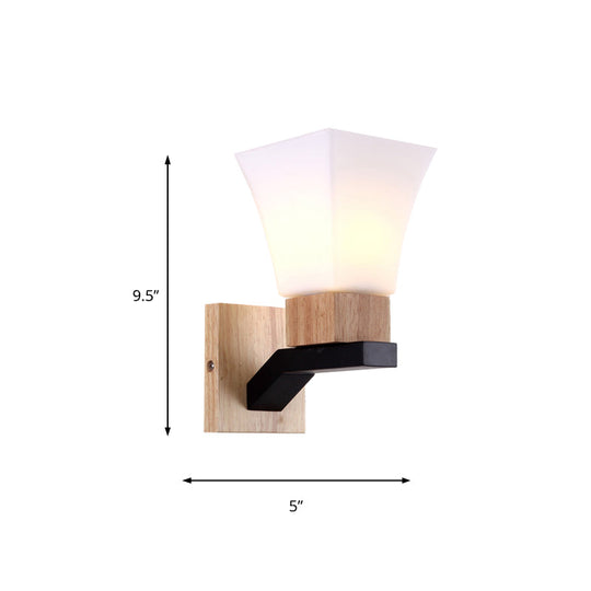 Modern White Inverted Bell Wall Sconce - Frosted Glass One Head Lamp For Bedroom And Dining Room