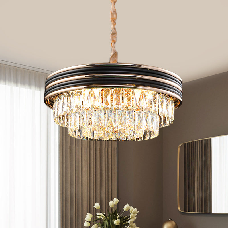 Black Crystal Chandelier Pendant - Modern 9/11-Head Drop Lamp for Table - 18"/21.5" W